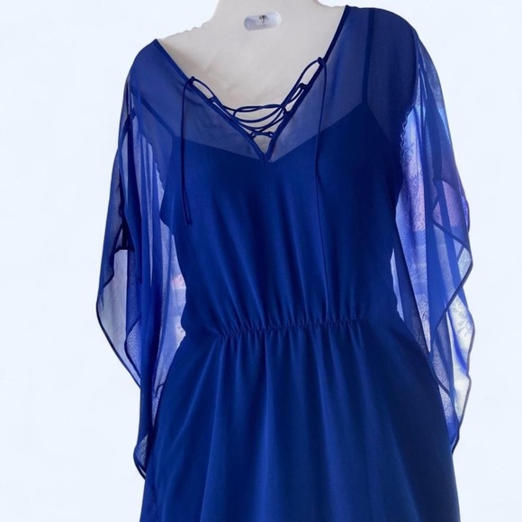 Express Royal Blue Chiffon Top S - Picture 1 of 3